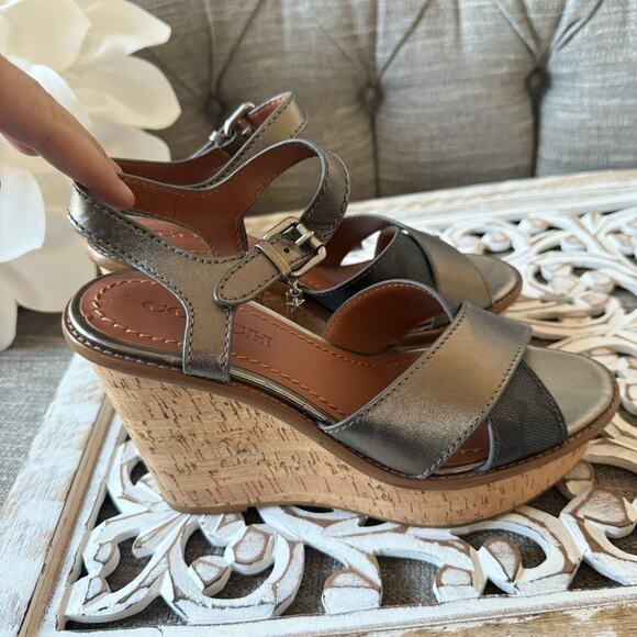 Coach Platform Wedge Heels Sandals Shoes Women’s 8 - Picture 2 of 11